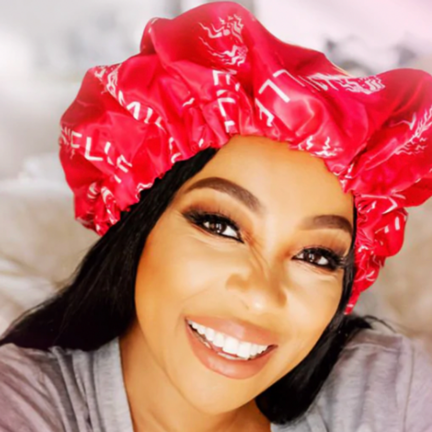 Satin Pink Bonnet - Model